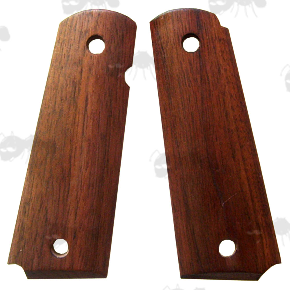 Pair of Full Size Black Walnut Wood 1911 Pistol Grips with a Smooth Finish