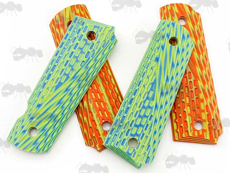 Two Pairs of Full Size High-Visibility G10 1911 Pistol Grips