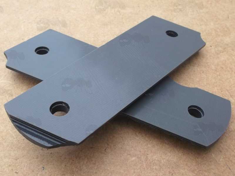 Pair of Full Size Grey and BLack G10 1911 Pistol Grips with a Grooved Finish