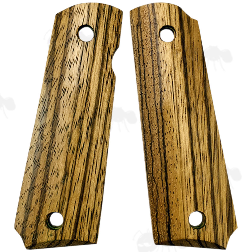 Pair of Full Size Zebra Pattern Rosewood 1911 Pistol Grips with a Smooth Finish