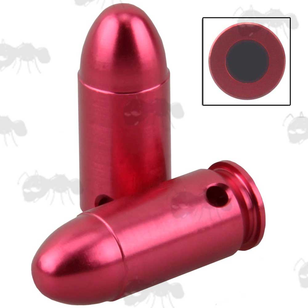 Pair of Red Metal .45 Automatic Cold Pistol Cal Pistol Snap Caps