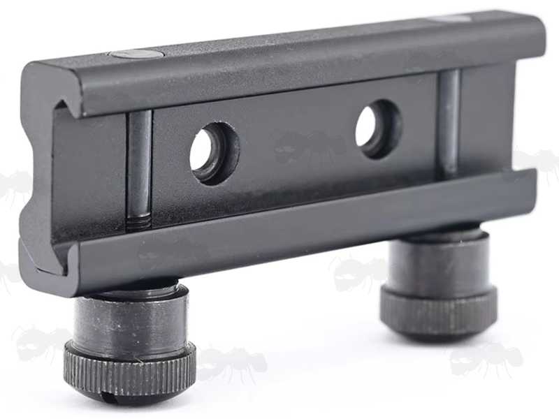 Base View of The Black Anodised ACOG 20mm Weaver / Picatinny Rail Base Mount