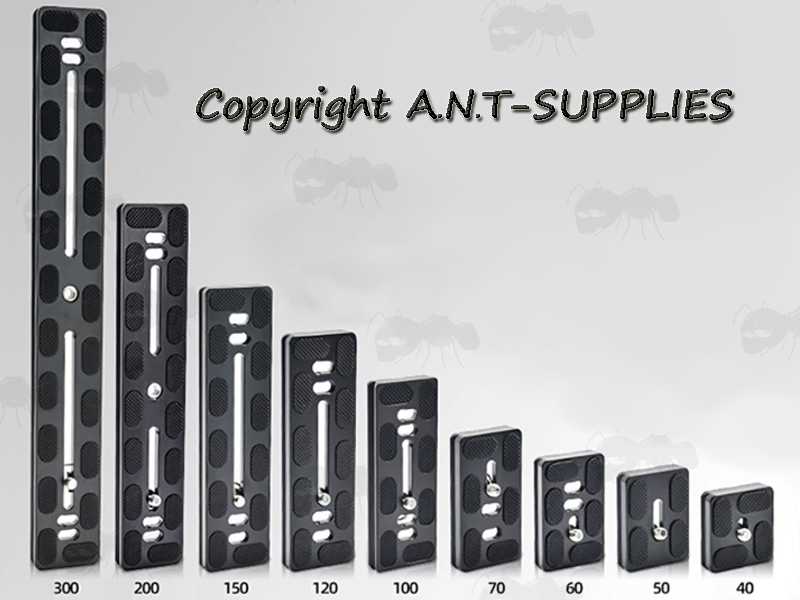 Range of Nine Lengths of The 1/4-20 Thread Camera Base Plate Adapter for ARCA Swiss Mounting Rails