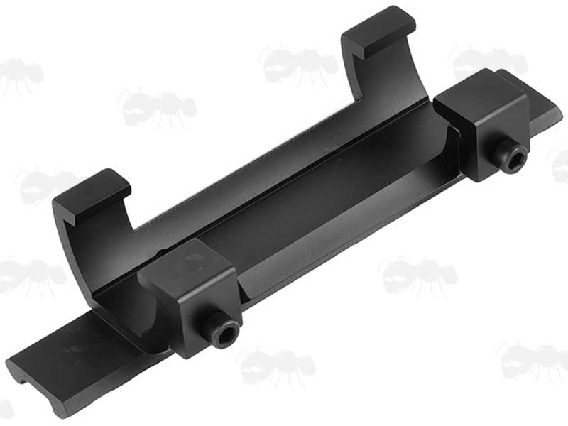 Base Side View of The Black MP5 Low-Profile Sight Base Extended Rail Claw Mount