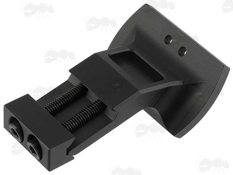 Base View of The 35 Degree Offset Black Mount for Fitting RMR Sights to Picatinny Rifle Rails