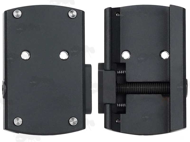 Top and Base View of The Black Weaver / Picatinny Rail Mount for Fitting Docter Style Red Dot Sights