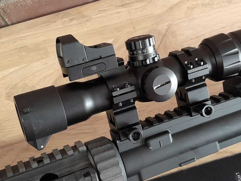Four Slot Weaver / Picatinny Extended Accessory Rail Ring Top for 30mm Diameter Scope Mount, Shown Fitted to Weaver / Picatinny Crown Mounts to Scope on Rifle