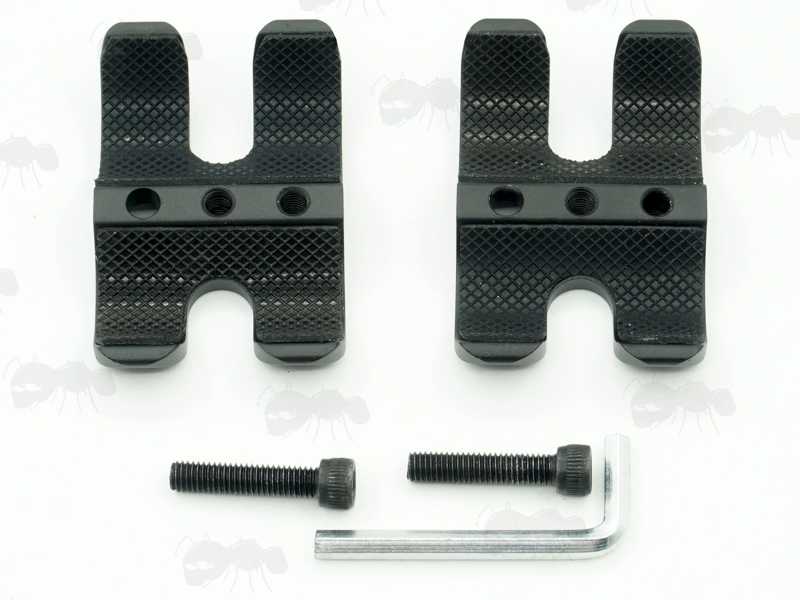 Dismantled View of The Pump Action Shotgun Barrel Magazine Tube Clamp Rail Base Adapter with 10mm QD Sling Swivel Socket