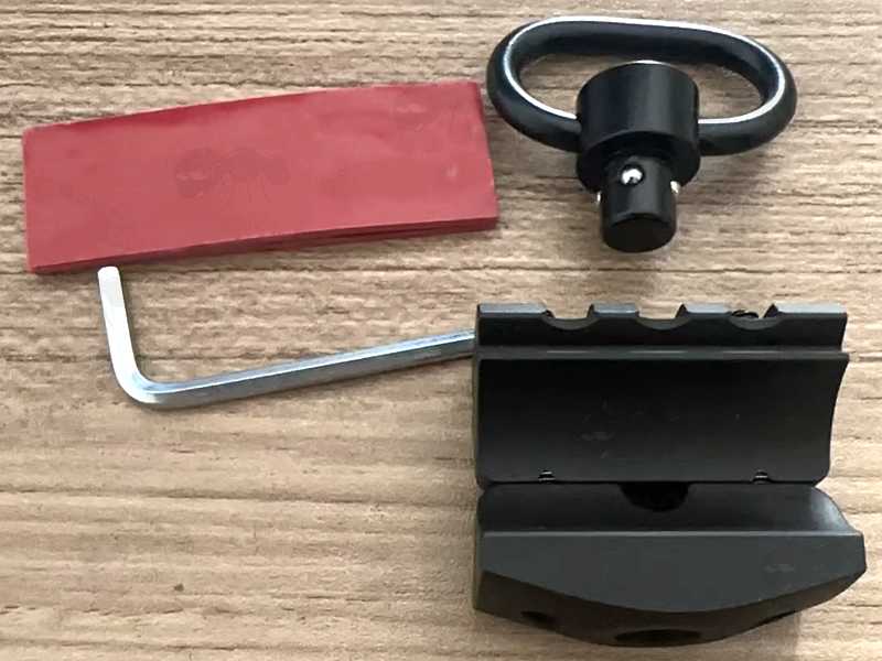 Black Aluminium Shotgun Barrel Magazine Tube Clamp Rail Base Adapter with 10mm Push Button Socket Swivel Side