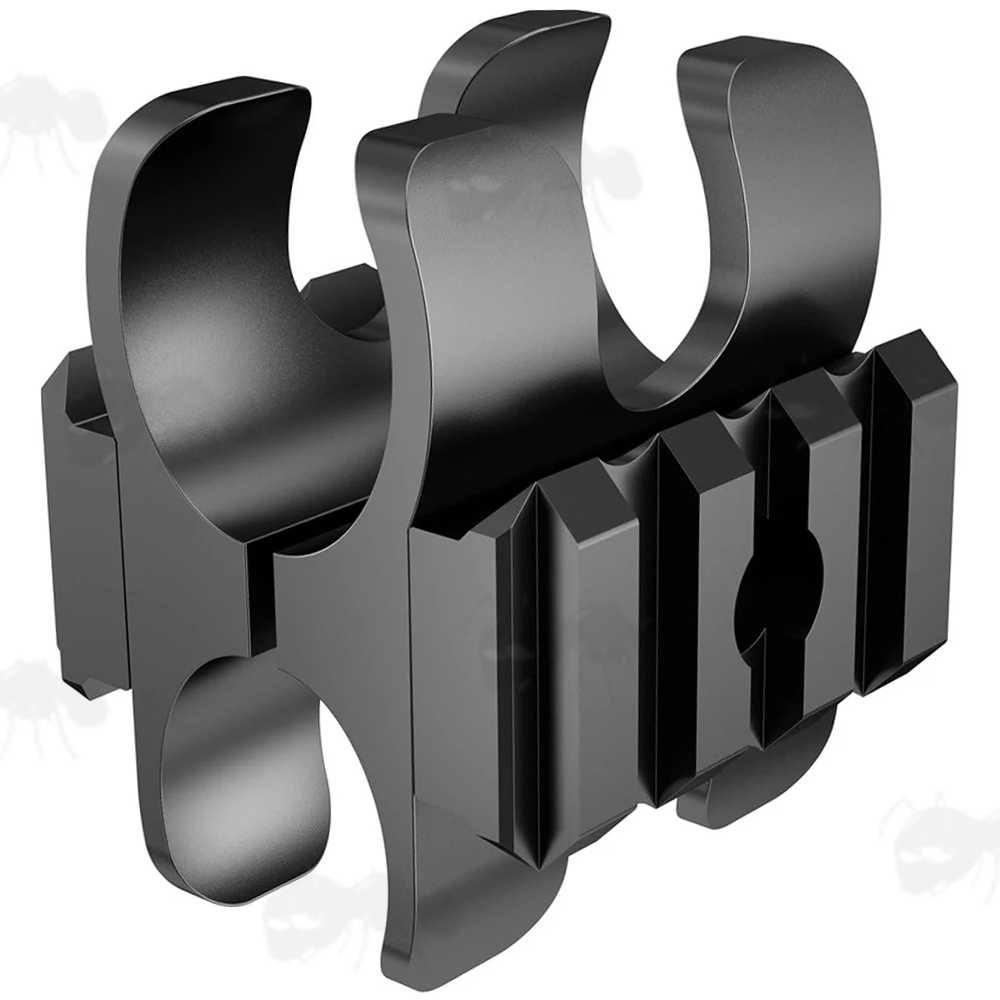 Black Aluminium Shotgun Barrel Magazine Tube Clamp Rail Base Adapter with Push Button Sling Swivel Socket