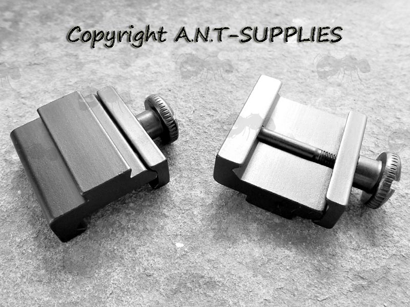 Two 20mm Weaver / Picatinny Rail to Dovetail Rail Adapters with Aluminium Plates