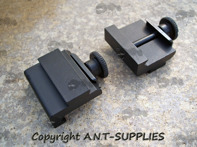 Two 20mm Weaver / Picatinny Rail to Dovetail Rail Adapters with Steel Plates