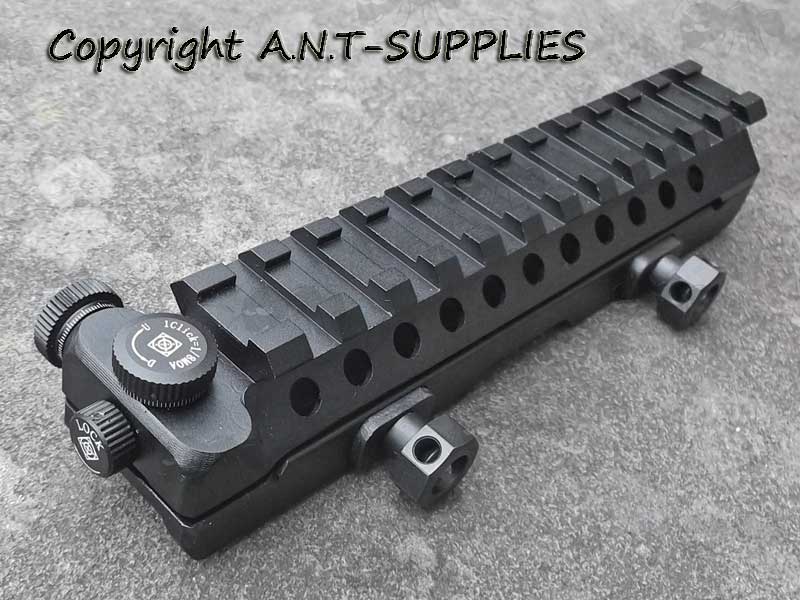 12 Slot Weaver / Picatinny Zeroing Sight Rail with Adjustable Windage and Elevation Dials