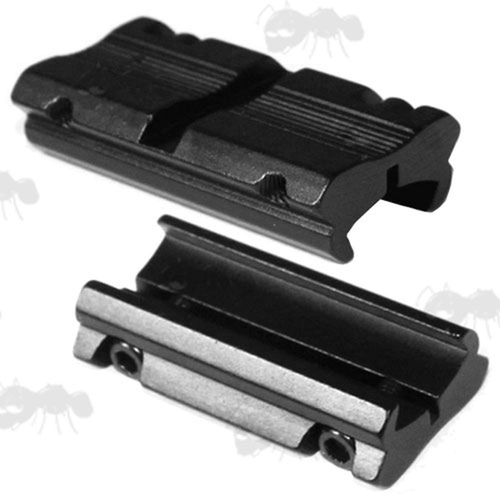 Two Piece Airgun / .22 Rifle 3/8 inch Dovetail Rail to Weaver Adapter Rails