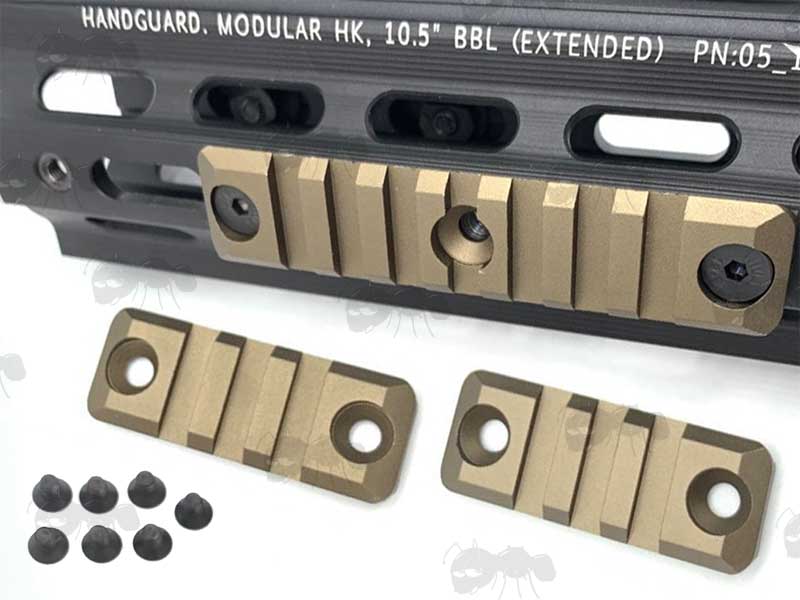 Three Piece HK416 Rifle Forend Accessory Rail Set in Dark Earth