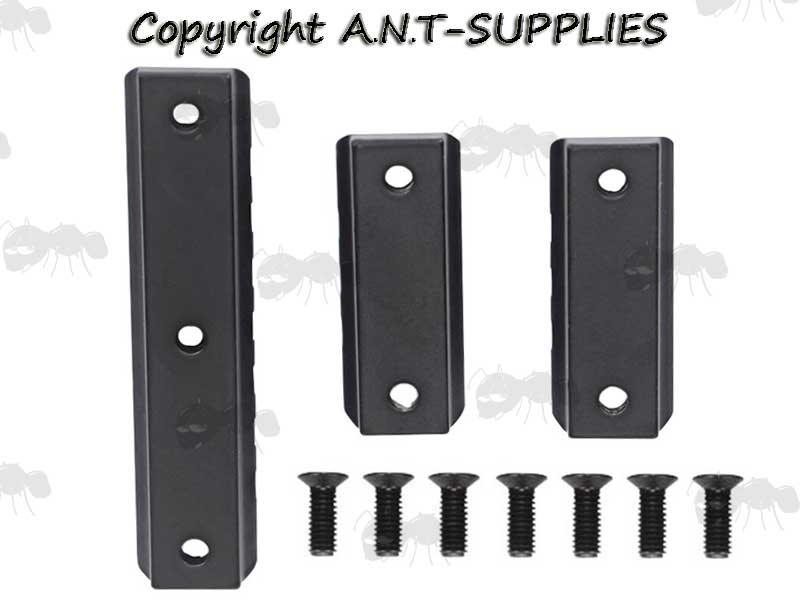 Three Piece HK416 Rifle Forend Accessory Rail Set With Flat Bases in Black