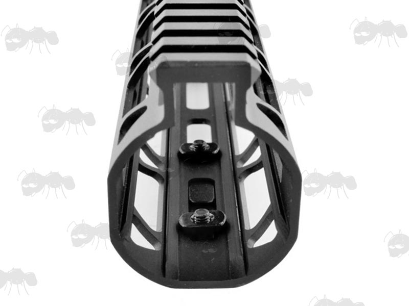 Inside View of a Black Metal M-Lok Accessory Rail Fitted to an M-Lok Handguard