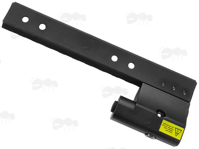 Base View of The 140mm Long Weaver / Picatinny Sight Rail with 13 Slots and High-Powered Green Laser Sight, for Mossberg 500 / 590 / 835 Series Pump Action Shotguns