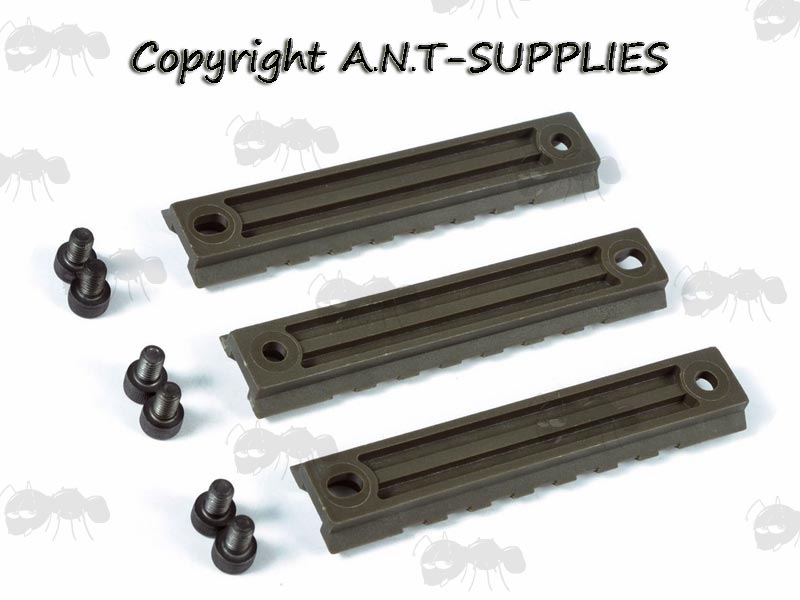 Green Polymer, Short 3 Piece Rail Set with Bolts for G36 Rifle Handguards