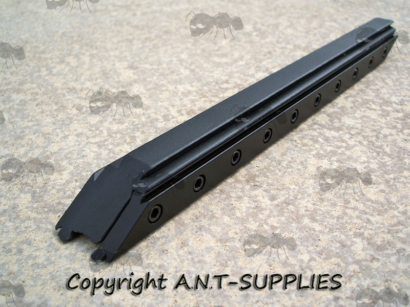 Long 9.5-11.5mm Wide Dovetail Tri-Rail Raiser, Black Anodised