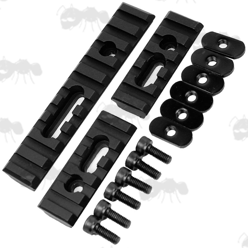 Set of Three Black Metal MOE Handguard Rails with Fittings
