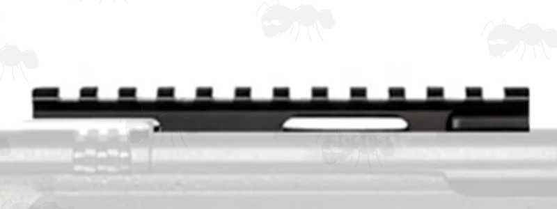 Side View of The One Piece Picatinny Rail with 0 MOA for Savage Rascal Rifles, Shown Installed