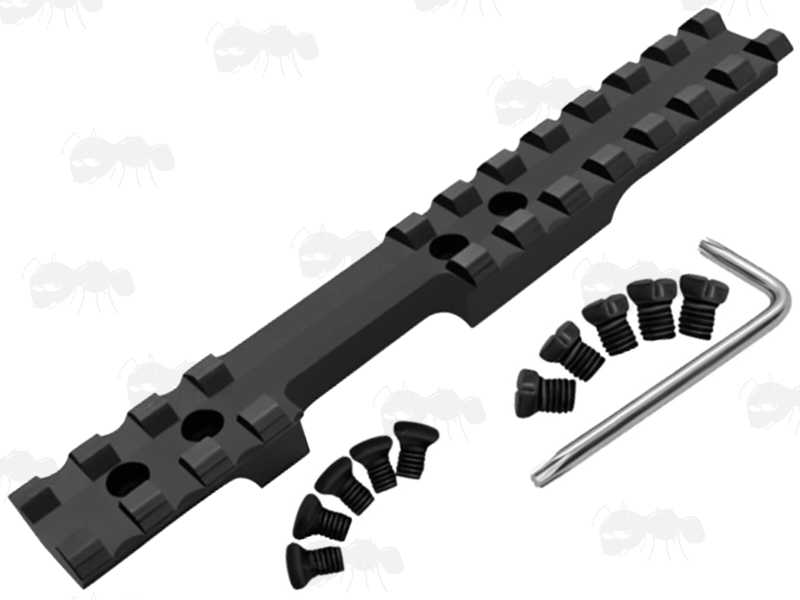 Top and Base View of The One Piece Picatinny Rail with 0 MOA for Savage Rascal Rifles