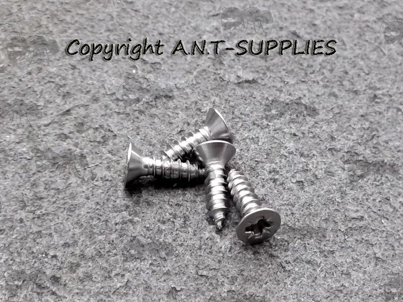 Set of Four Stainless Steel Pozi Head Wood Screws for Fitting Air Arms Accessory Rails