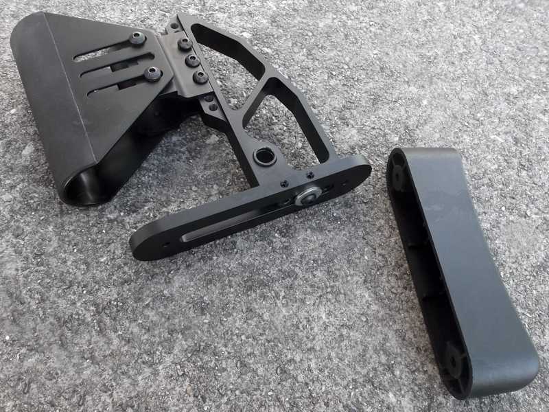 Skeletonised Style Collapsible Tactical Rifle Buttstock in Black with Buttpad Removed