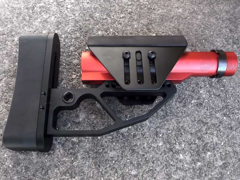 Skeletonised Style Collapsible Tactical Rifle Buttstock in Black with Push Fit Socket Swivel