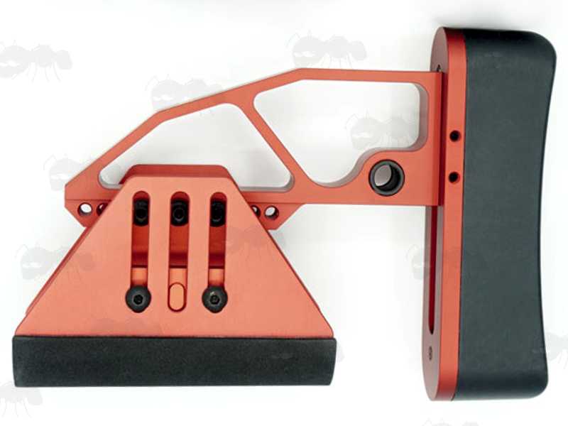 Skeletonised Style Collapsible Tactical Rifle Buttstock in Red