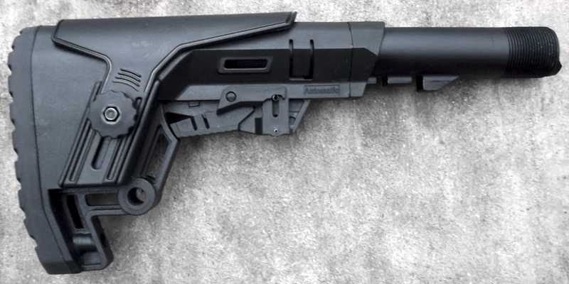 DP10 Black Polymer Collapsible Tactical Rifle Buttstock with Adjustable Cheek Rest Riser