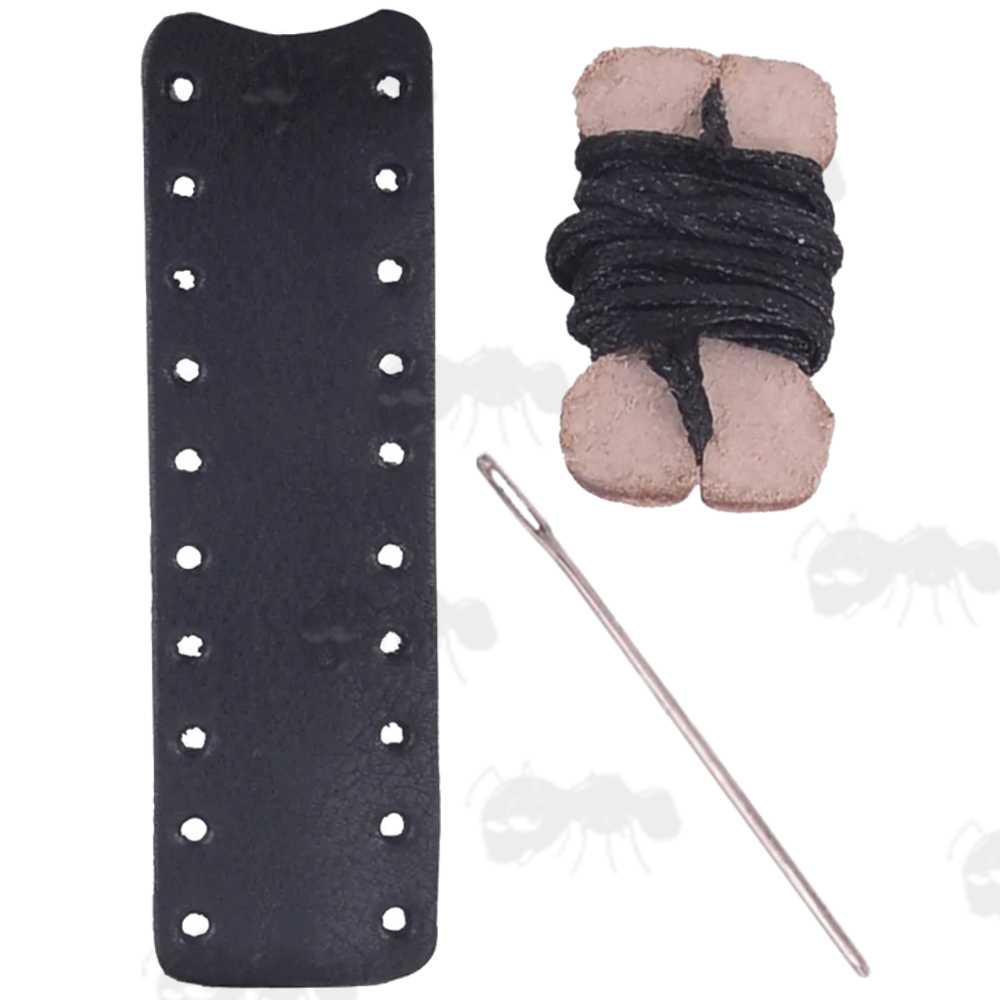 Black Full Grain Leather Wrap with Black Thread for Standard Length Levers on Lever Action Rifles