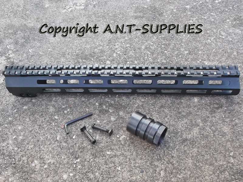 AR Style Alloy Fifteen Inch M-Lok Free Float Handguard with Picatinny Top Rail