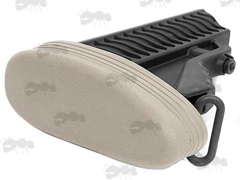 M4 Retractable Stock Black Rubber Recoil Butt Pad with Textured Finish Shown Fitted To a Buttstock