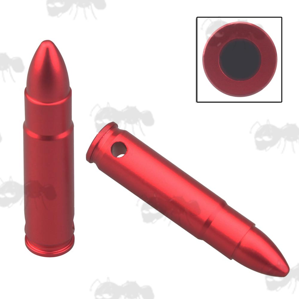 Pair of Red Metal .300 Cal Blackout Rifle Snap Caps