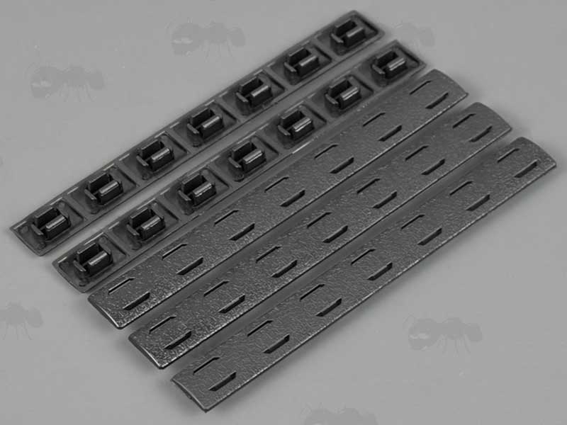 Set of Five of Black Textured Long M-Lok Style Handguard Covers