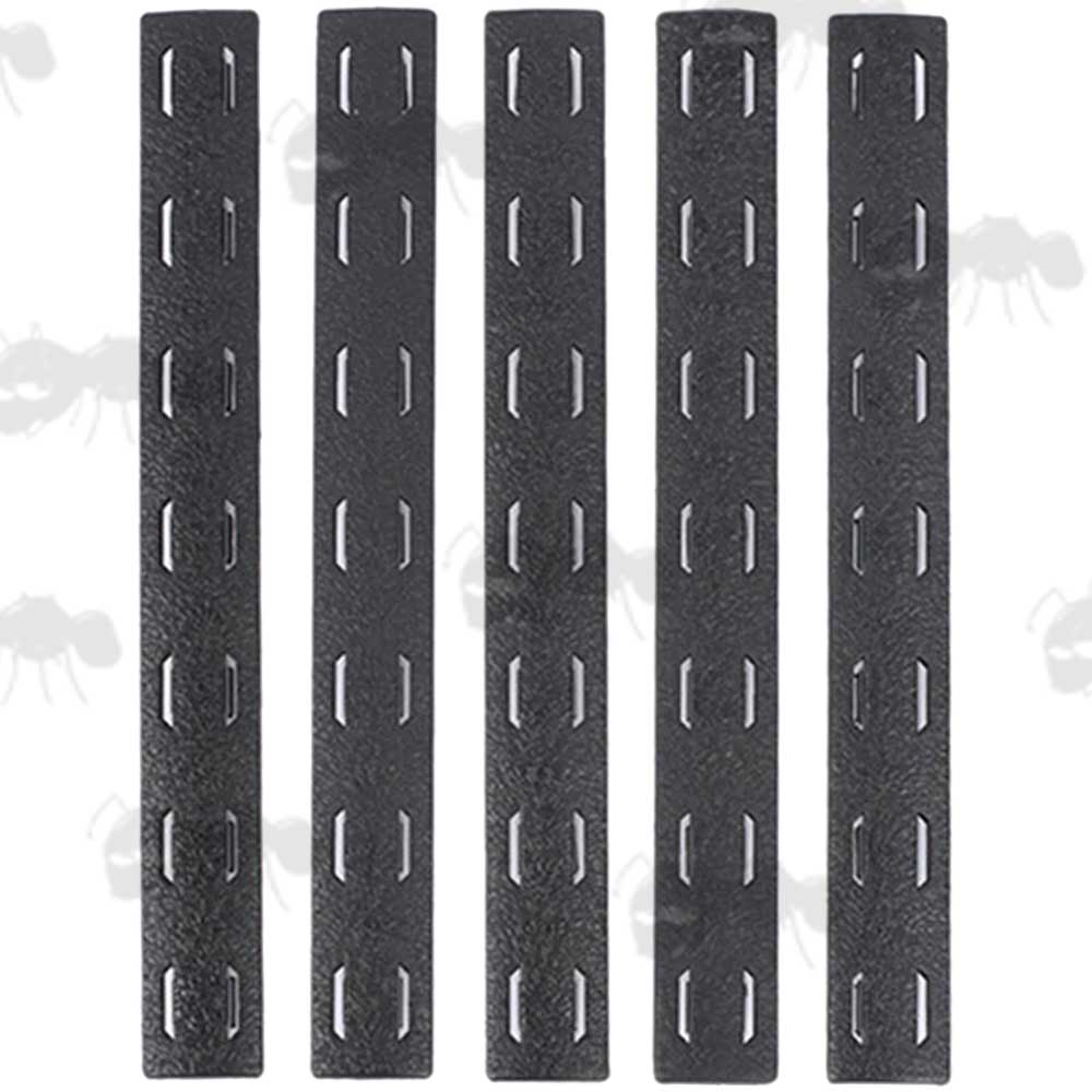 Set of Five Black Textured Long M-Lok Style Handguard Covers