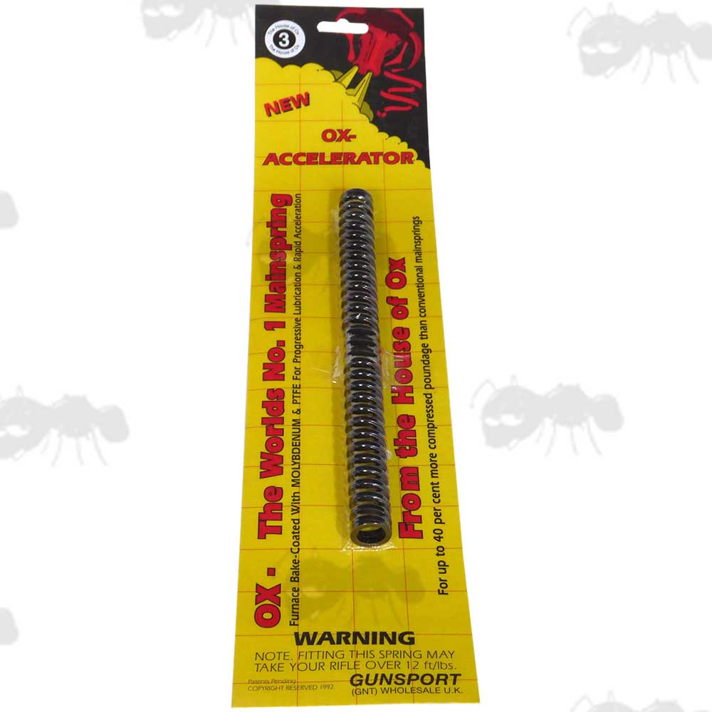 OX Accelerator Air Rifle Main Spring in Yellow Hanger Display Packaging OXA3