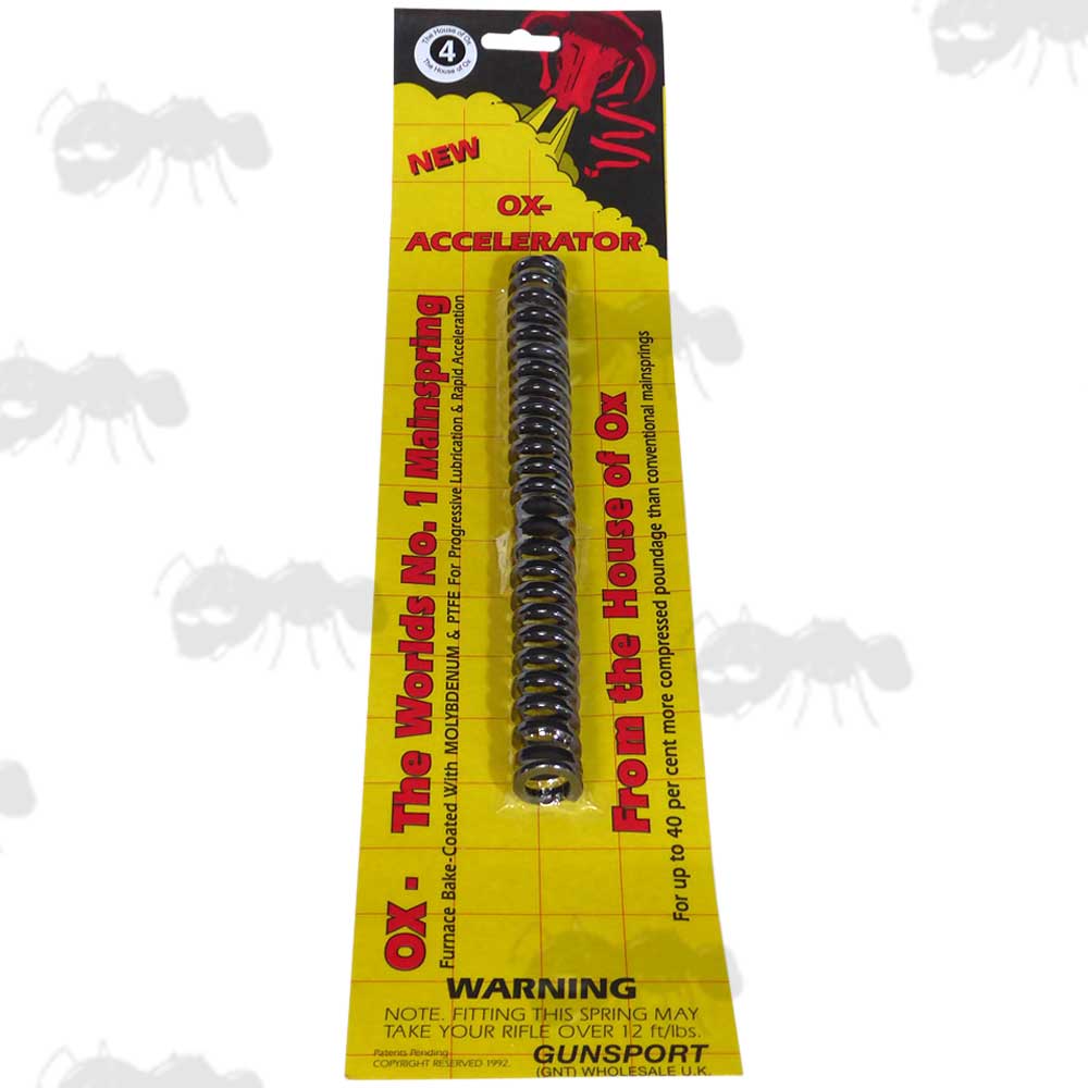 OX Accelerator Air Rifle Main Spring in Yellow Hanger Display Packaging OXA4
