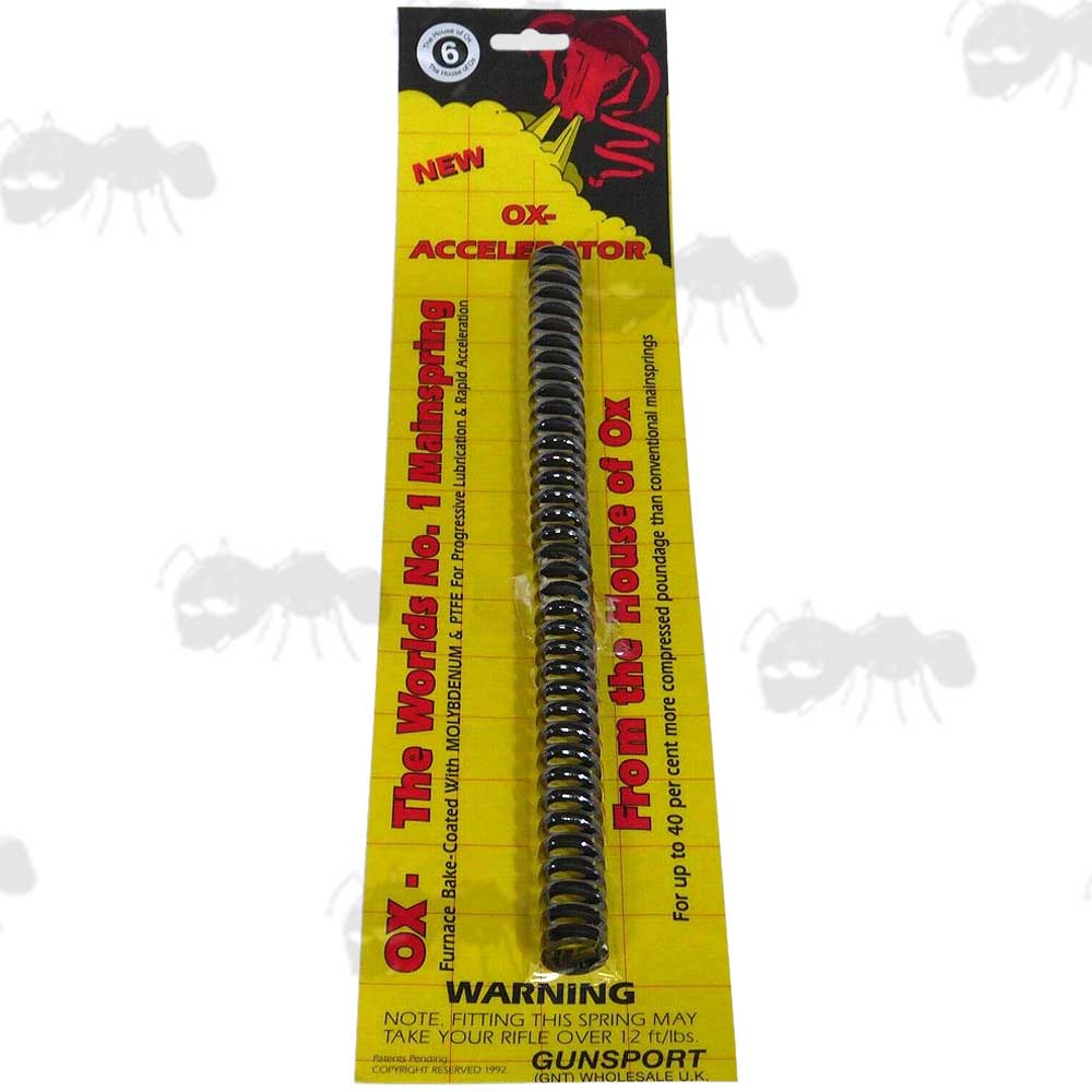 OX Accelerator Air Rifle Main Spring in Yellow Hanger Display Packaging OXA6