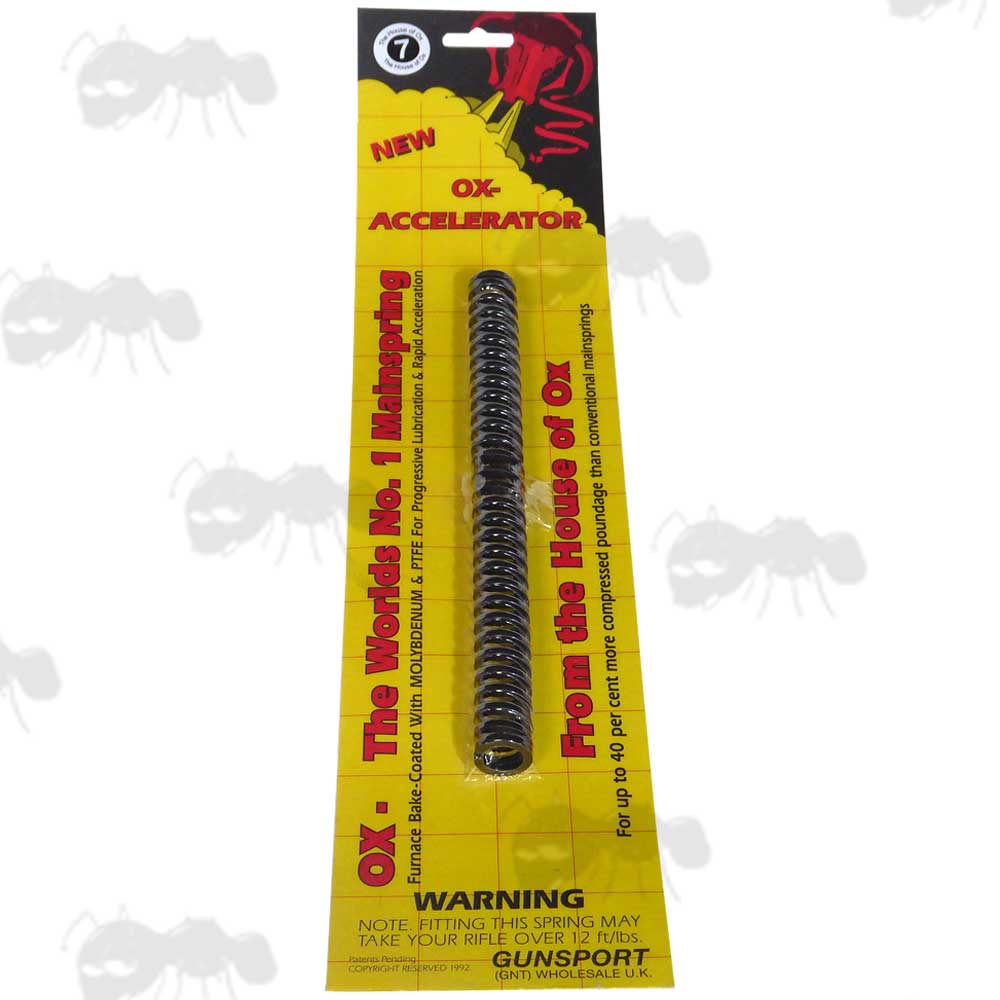 OX Accelerator Air Rifle Main Spring in Yellow Hanger Display Packaging OXA7