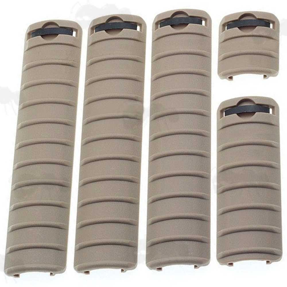 Four Piece FDE Coloured Ribbed Rail Covers for Weaver / Picatinny Handguards