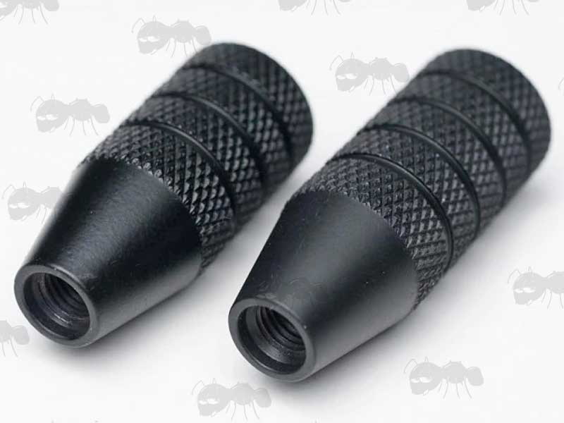 Two Lengths of Black Knurled Finished All Metal Rifle Bolt Handle Knob with 5/16-24 TPI Thread