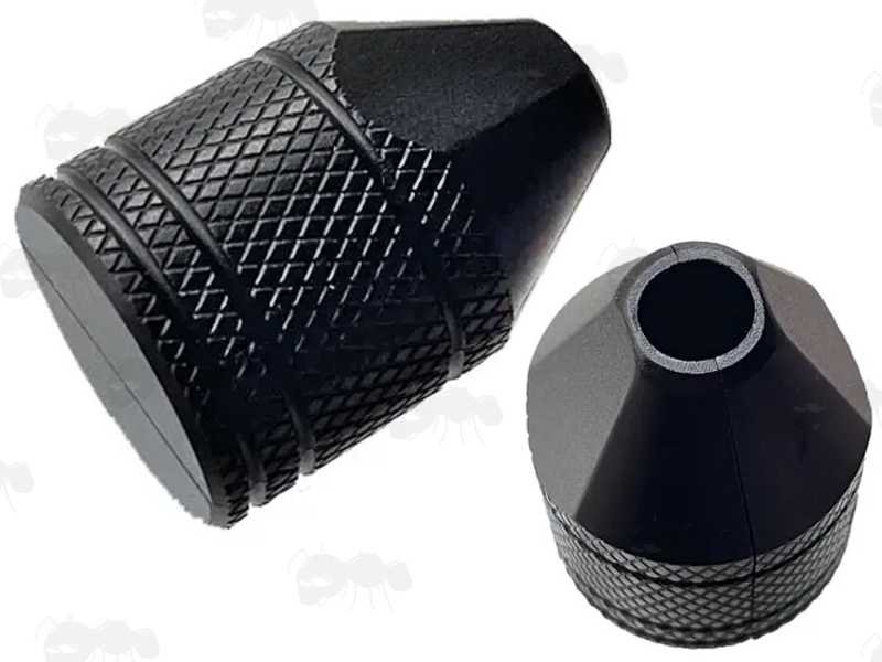 Side and End Thread Views of The Two Piece Rifle Bolt Handle Threaded Knob for Savage 10, 11, 12, 110, 111, 112 Rifles