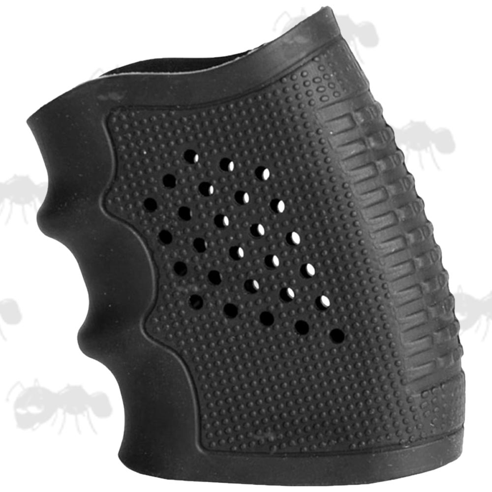 Black Textured Rubber Slip-on Gun Grip Cover Sleeve with Finger Grooves
