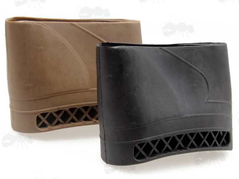 One Black and one Brown Rubber Ventilated Slip-On Recoil Pad for Rifle or Shotgun Butt Stocks
