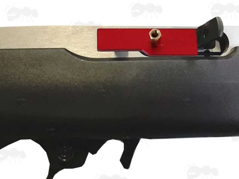 Red Aluminium Single Shot Bolt Block for The Ruger 10/22 Rifle Fitted to Rifle
