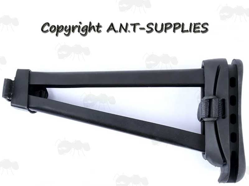 Black Coloured Slip On Rubber Butt Recoil Pads, Shown Fitted on a Metal Frame AK Stock