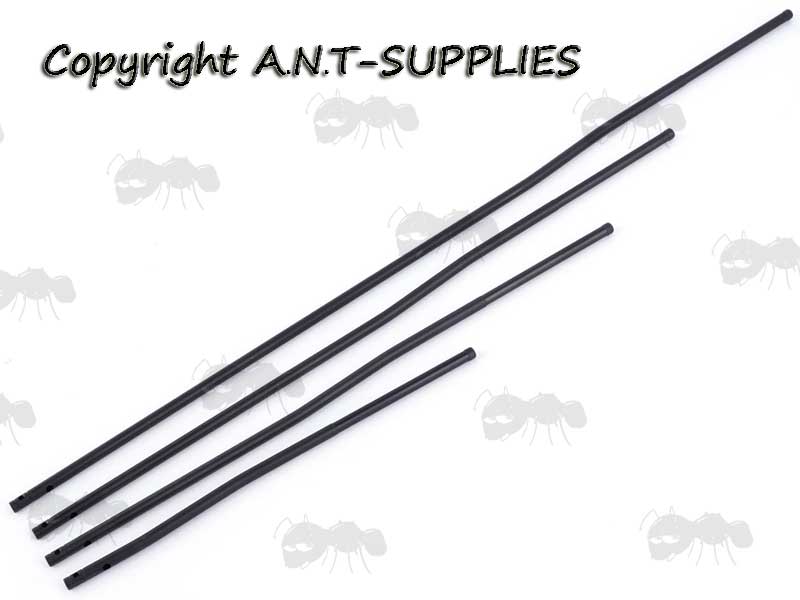 Four AR Rifle Stainless Steel Gas Tubes, In Pistol, Carbine, Mid and Rifle Lengths with Black Finish